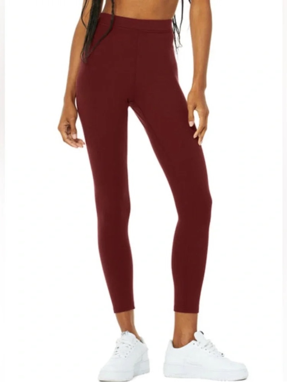 NWT ALO Yoga Women’s Ribbed High Waist 7/8 Blissful Leggings in Cranberry S
